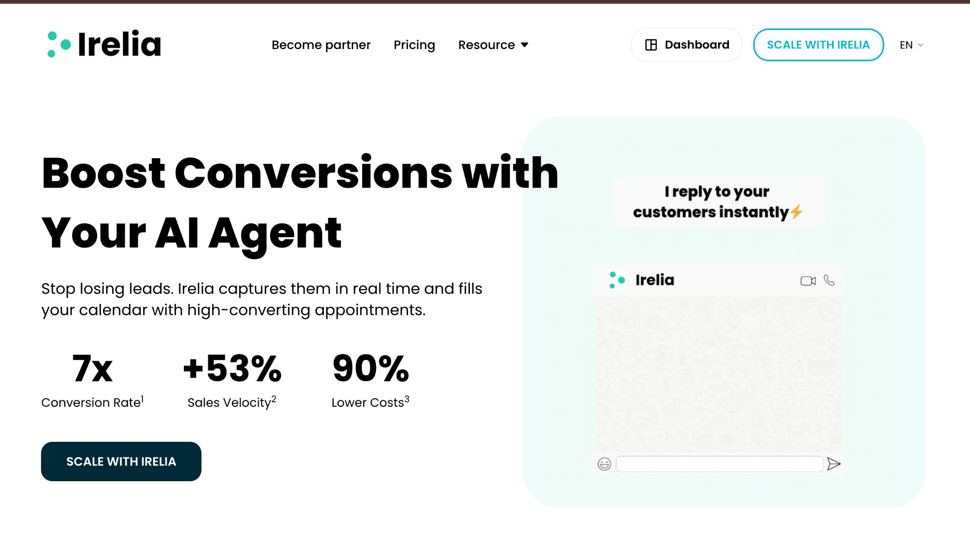Anteprima homepage Irelia AI